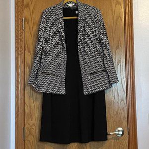 Sleeveless Black Dress with Black and White Jacket, Size 16W